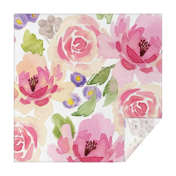Floral Square Tablecloth 42x42in(107x107cm) – Waterproof Polyester Printed Table Cover, Wrinkle Resistant & Washable for Kitchen Dining Picnic Party Decor, Thanksgiving,Christmas, Spring,Flower
