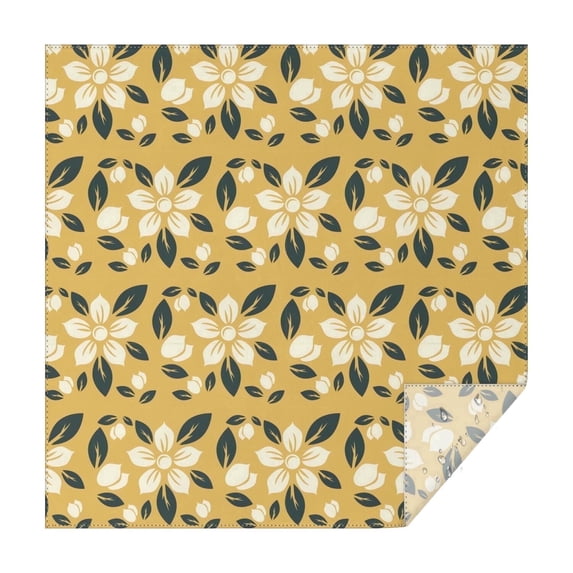 Floral 42" Square Waterproof Tablecloth, Floral Print Polyester Table Cover