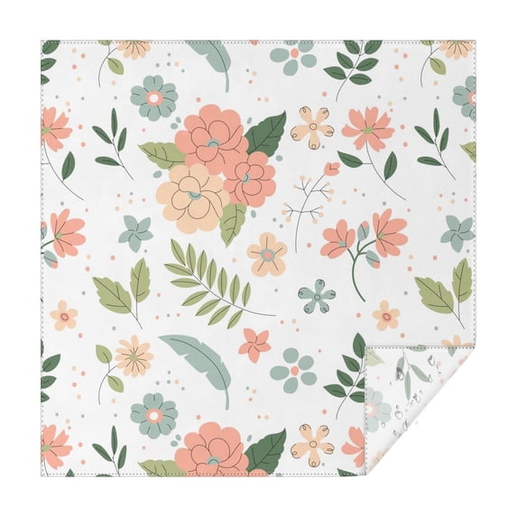 Floral 42" Square Waterproof Tablecloth, Floral Print Polyester Table Cover