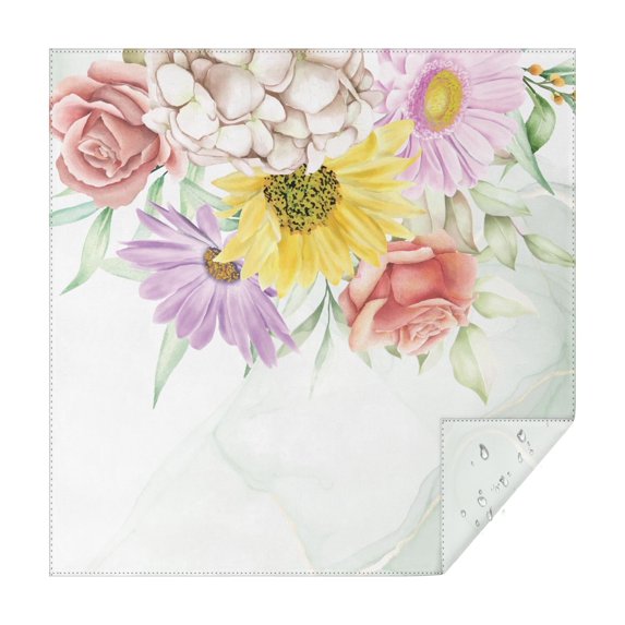 Floral Square Tablecloth 42x42in-Waterproof Polyester Printed Table Cover, Wrinkle Resistant & Washable for Kitchen Dining Picnic Party Decor, Buffet Table, Holiday Party, Dinner, Wedding , Flowers
