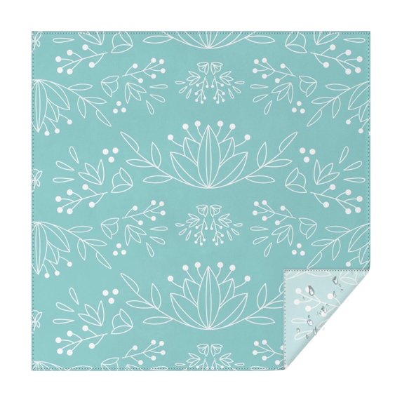 Floral 52" Square Waterproof Tablecloth, Floral Print Polyester Table Cover
