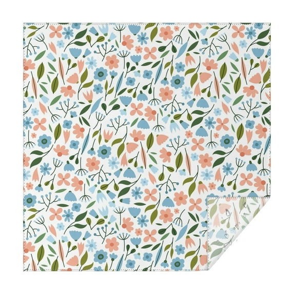 Floral Square Tablecloth 52x52in(132x132cm) – Waterproof Polyester Printed Table Cover, Wrinkle Resistant & Washable for Kitchen Dining Picnic Party Decor, Thanksgiving,Christmas, Spring,Flower