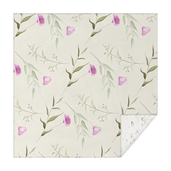 Floral 52" Square Waterproof Tablecloth, Floral Print Polyester Table Cover