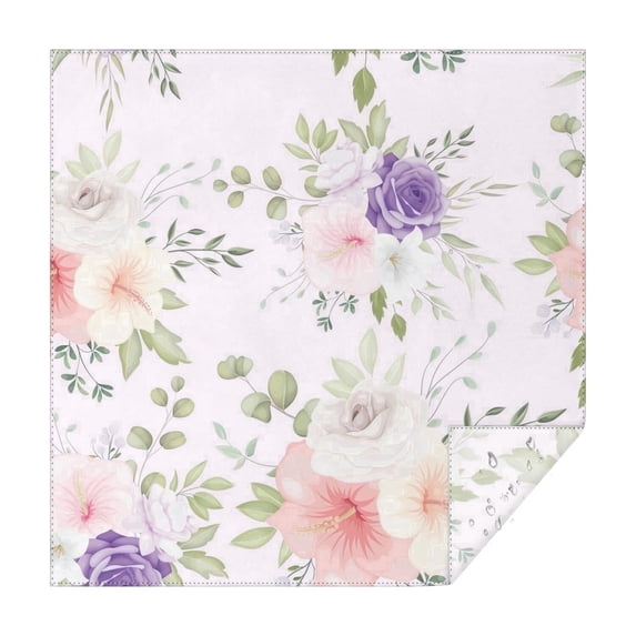 52x52 Inch Waterproof Square Tablecloth, Thickened Polyester Table Cover for Dining & Parties, Floral Print