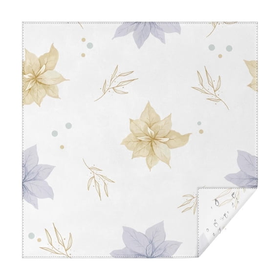 Floral 52" Square Waterproof Tablecloth, Floral Print Polyester Table Cover
