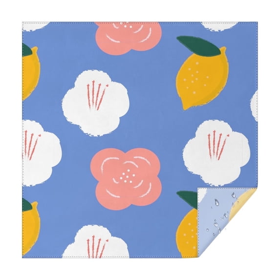 Floral 52" Square Waterproof Tablecloth, Floral Print Polyester Table Cover