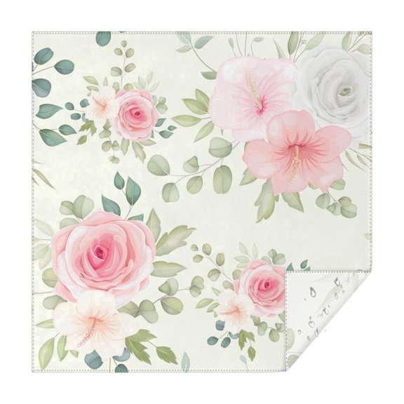 52x52 Inch Waterproof Square Tablecloth, Thickened Polyester Table Cover for Dining & Parties, Floral Print