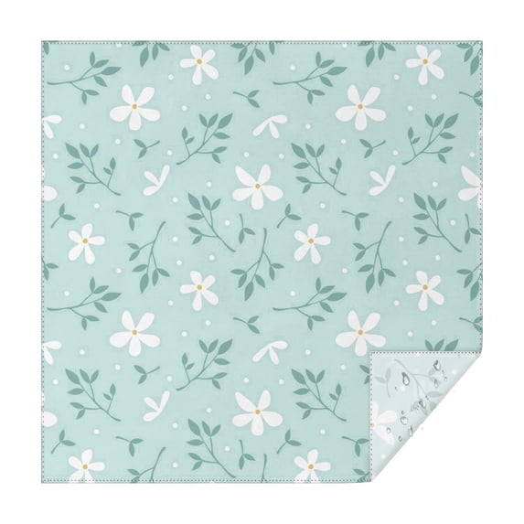 Floral 60" Square Waterproof Tablecloth, Floral Print Polyester Table Cover