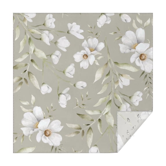 Floral 60" Square Waterproof Tablecloth, Floral Print Polyester Table Cover