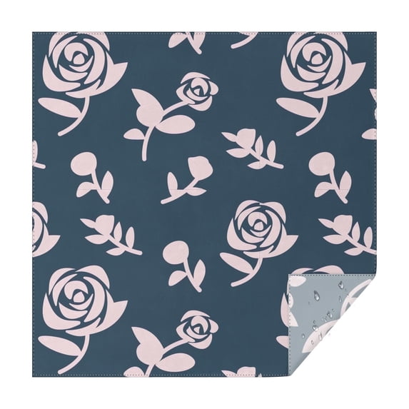 Floral 60" Square Waterproof Tablecloth, Floral Print Polyester Table Cover