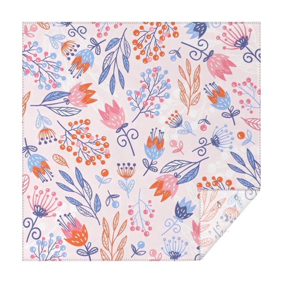 Floral 60" Square Waterproof Tablecloth, Floral Print Polyester Table Cover