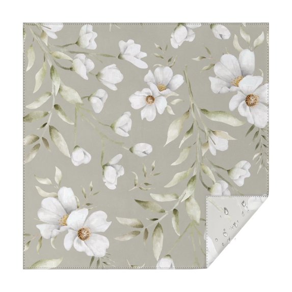 Floral 60" Square Waterproof Tablecloth, Floral Print Polyester Table Cover