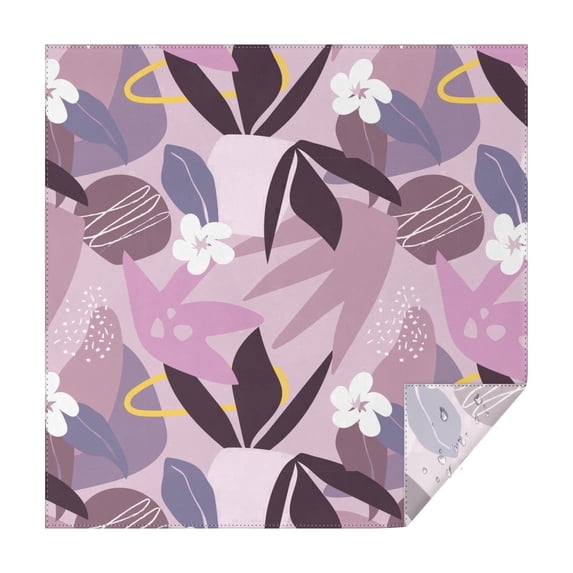 Floral 60" Square Waterproof Tablecloth, Floral Print Polyester Table Cover