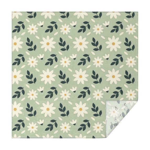 Floral 60" Square Waterproof Tablecloth, Floral Print Polyester Table Cover