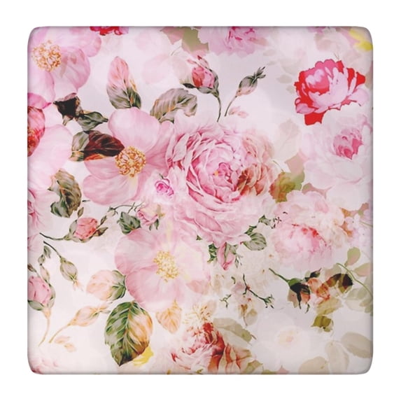 Floral Square Tablecloth with Elastic Edge, Premium Polyester with Water-Repellent Coating Suitable for 36x36 Inch Square Tables, Protects Tables from Spills and Stains