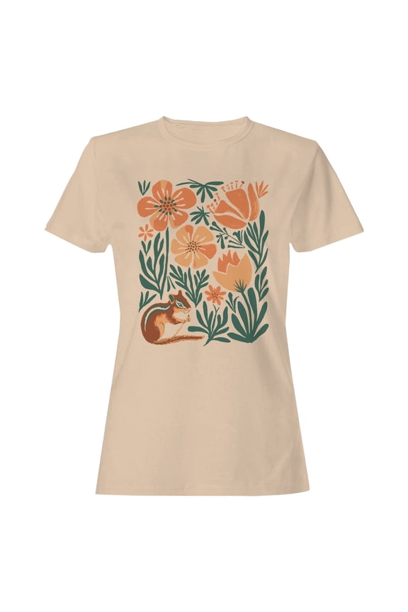 Floral Squirrel Art Print Women's T-shirt