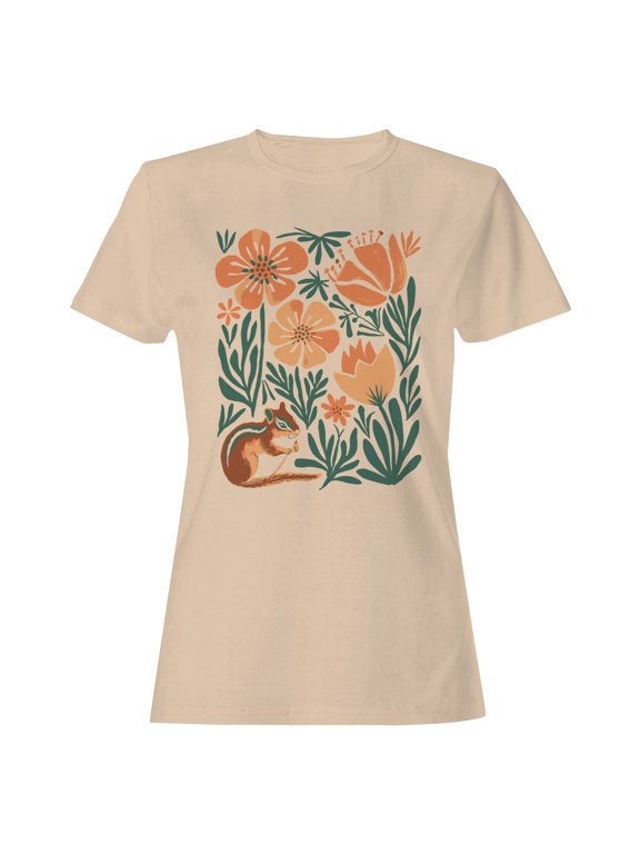 Floral Squirrel Art Print Women's T-shirt