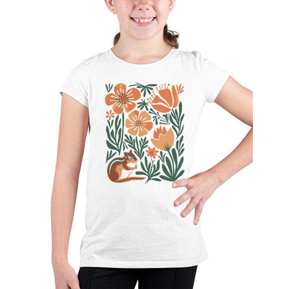 Floral Squirrel Art Print Youth's T-shirt