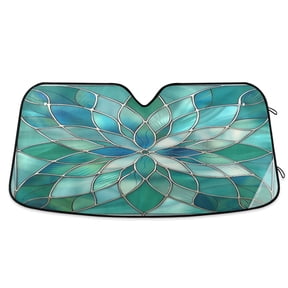 Floral Stained Glass Car Windshield Sun Shade Foldable Car Front Window Visor Heat and UV Protection 55x27.6