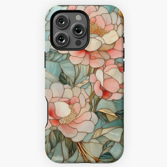 Floral Stained Glass Decorative Art Phone Case Compatible iPhone 17 through 11 Pro Max