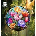 thumbnail image 1 of Floral Stained Glass Suncatcher, Floral Acrylic Suncatcher, Gift for Mom or Garden Lovers, Colorful Window Art, Boho Spring Decoration 4296987977, 1 of 4
