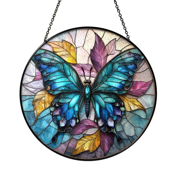 Floral Stained Glass Wall Decor Bundle – Vitrage Layered Laser-Cut Wooden Hangings for Home