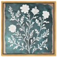 thumbnail image 1 of Floral Stamp Teal Canvas Folk Art Prints by Art Remedy, Gold Frame, 30" x 30", 1 of 7