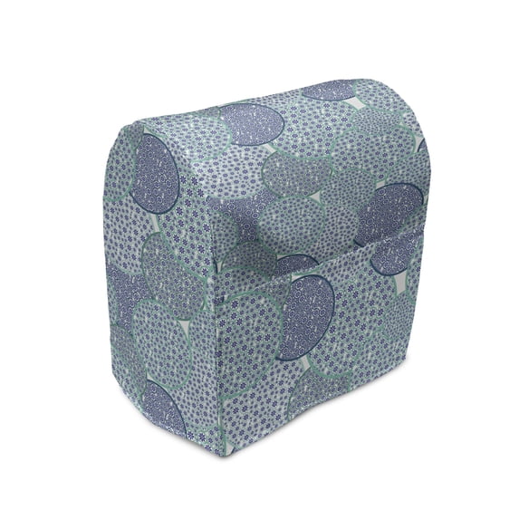 Floral Stand Mixer Cover, Pastel Colored Circles Filled with Blue Toned Flowers Abstract Illustration, Kitchen Appliance Organizer Bag Cover with Pockets, 5 Quarts, Turquoise Navy Blue, by Ambesonne