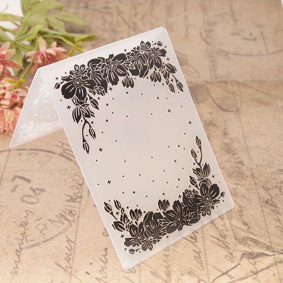 Floral Star Frame 3D Embossing Folder, Ouginx 4.1x5.8 inch 3D Textured Plate Templates for Card Making Scrapbooking Paper Craft Tool