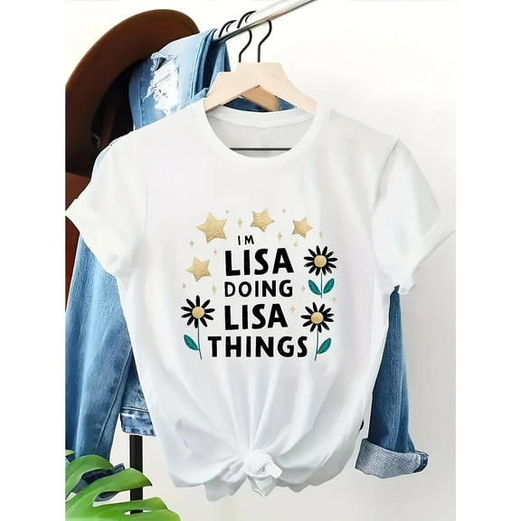 Floral Star Graphic Tee – 'Lisa Being Lisa' Fun Statement Shirt – Women's Trendy Casual Tops