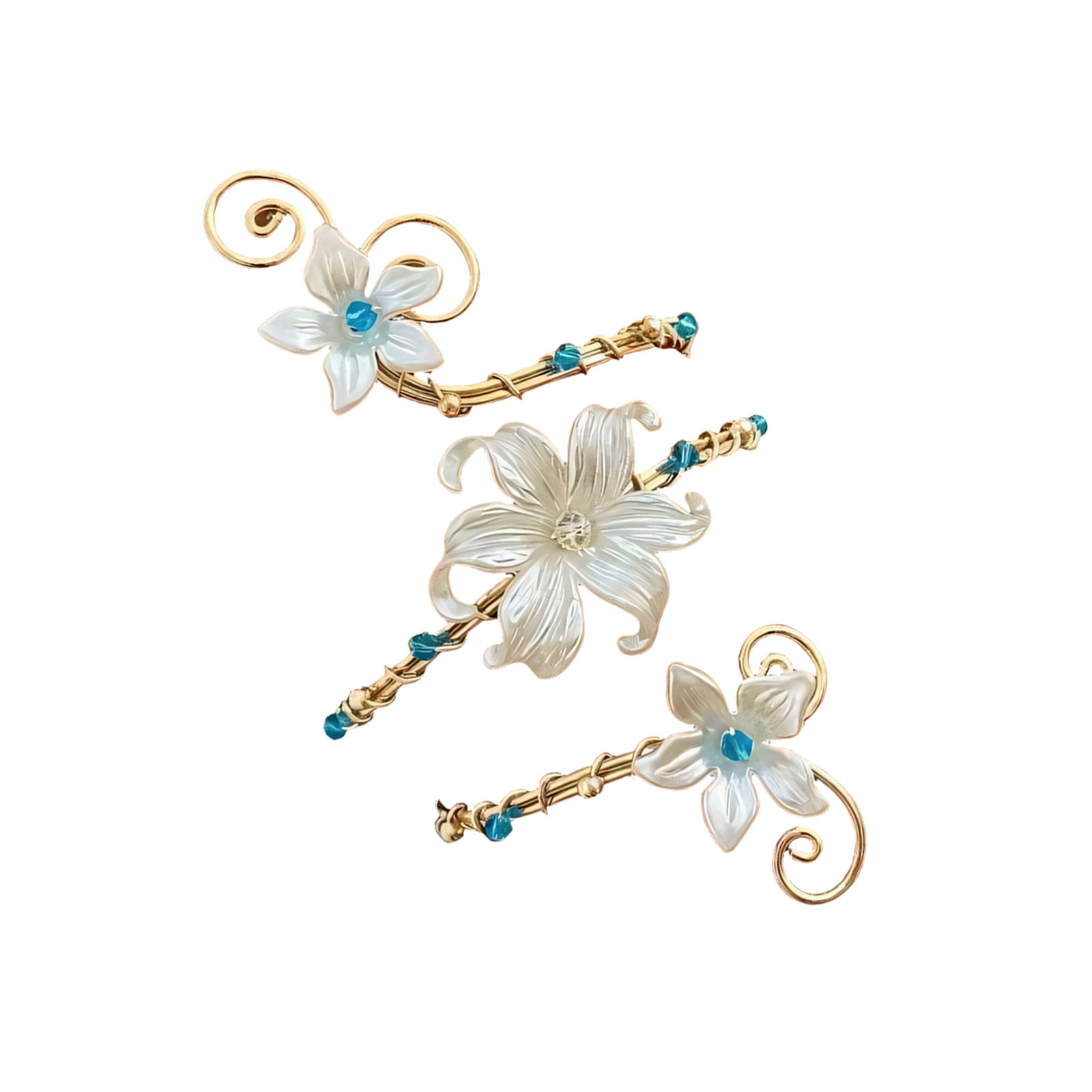 Floral Statement Bangle Arm Open Wrap Design With Sculpted Flower Motifs Ornamental Beads For Picture Ready Wear