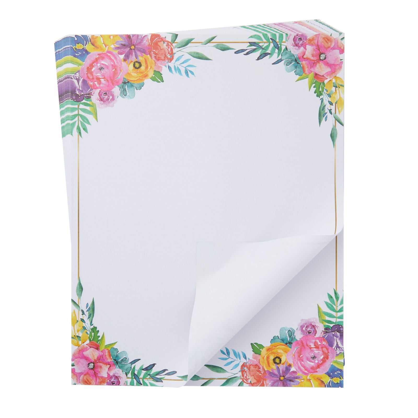 Floral Stationery Paper for Writing Letters, Printing (8.5 x 11 In, 100