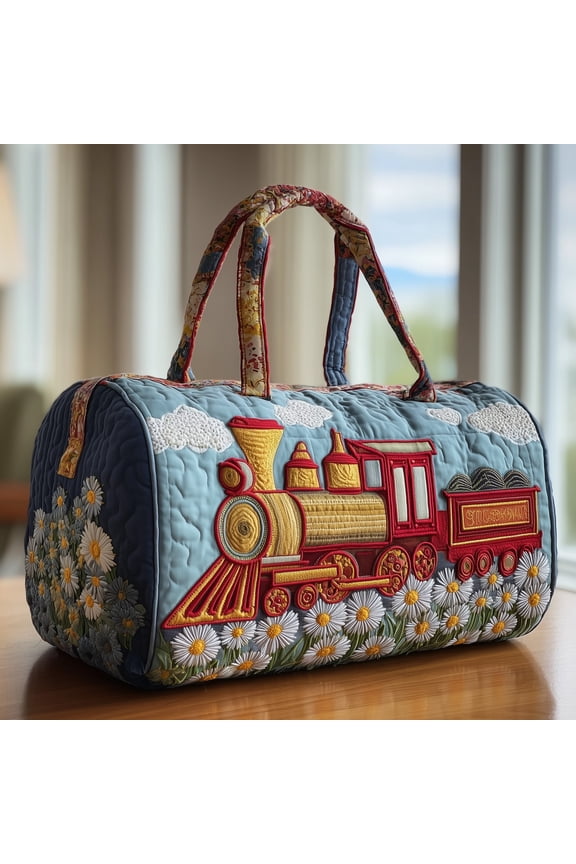 Floral Steam Track Quilted Duffle BagTravel Bag,Duffle Bag,Journey Bag,Gift For Dad,Gift For Mom