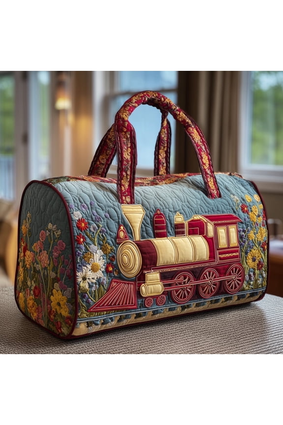 Floral Steam Track Quilted Duffle BagTravel Bag,Duffle Bag,Journey Bag,Gift For Dad,Gift For Mom
