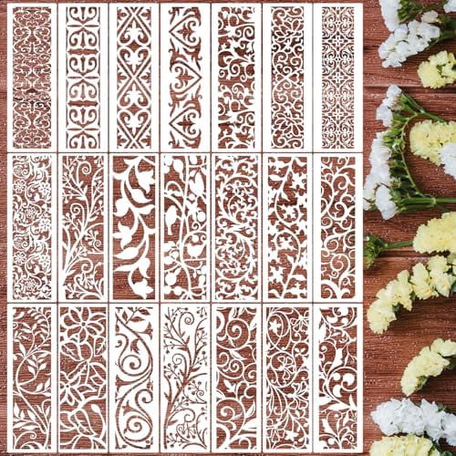 Texture Fcc Floral Stencils for Crafts Reusable Texture Stencils Background Stencil ...