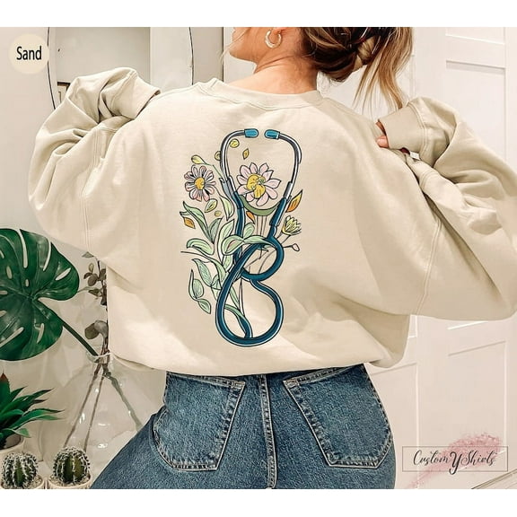 Floral Stethoscope Sweatshirt, Doctor or Nurse Tshirts, Women's Nursing School Hoodie, Floral Nurse Shirt, Nurse Graduation Gift