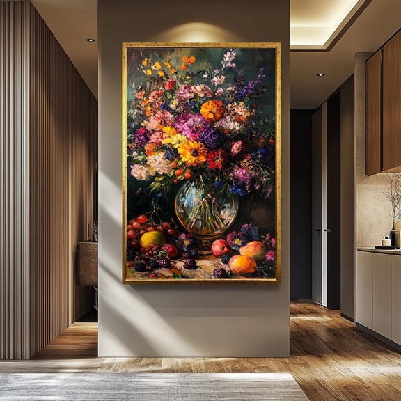 Floral Still Life Print | Colorful Wildflower Bouquet Wall Art | Vintage Dutch Master Style | Kitchen Dining Room Decor, Unframed Paper Poster 8x10in