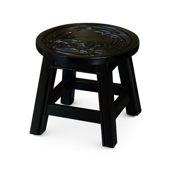 Floral Stool - Versatile As Footrest Or Side Table For Any Space Hardwood With Detail Compact And Practical Porches