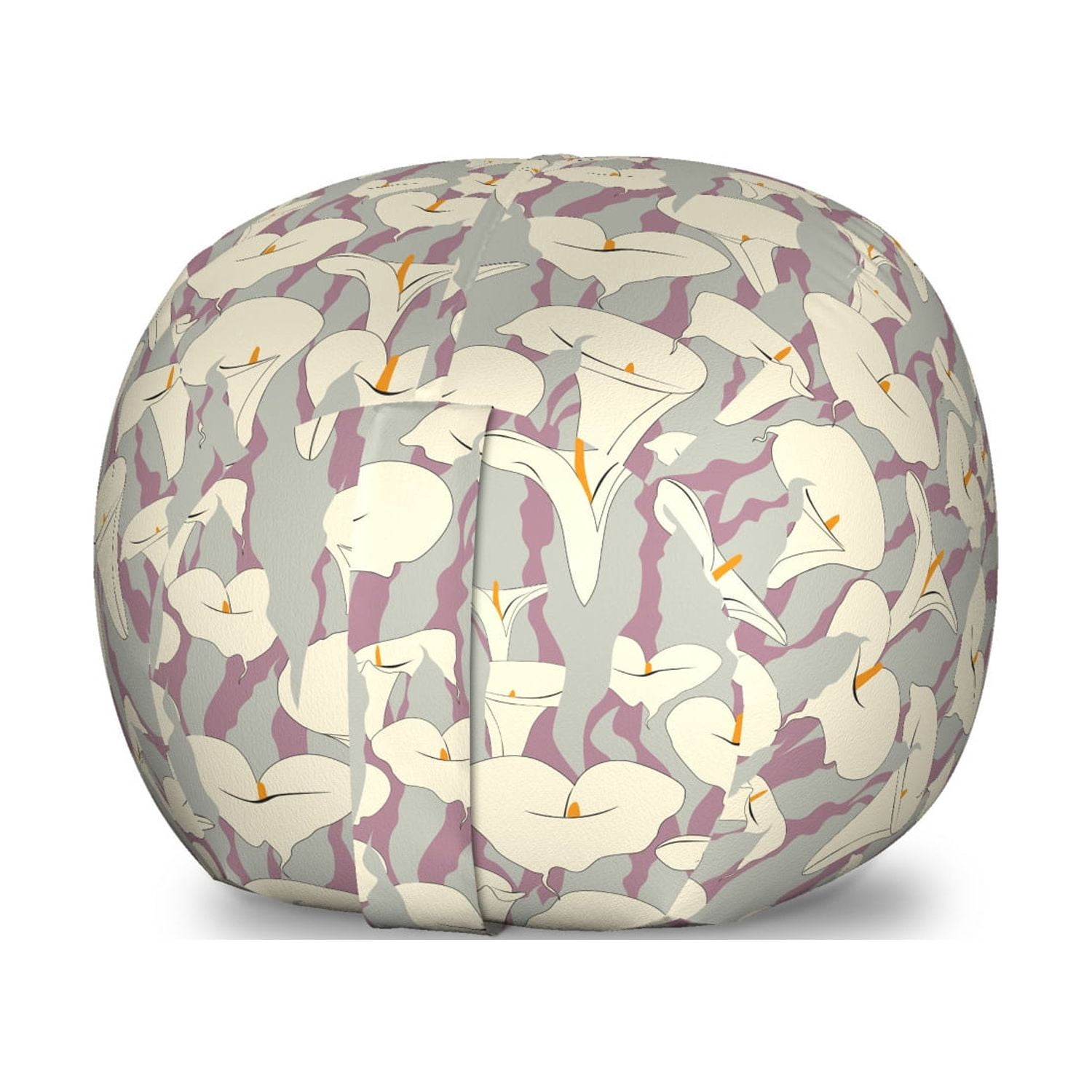 Floral Storage Toy Bag Chair, Abstract Design of Blossoming White Calla ...