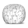 thumbnail image 1 of Floral Storage Toy Bag Chair, Basic Interpretation of Flowers of Narcissus Drawings Botanical Garden Art, Stuffed Animal Organizer Washable Bag, Small Size, Dark Grey and White, by Ambesonne, 1 of 3