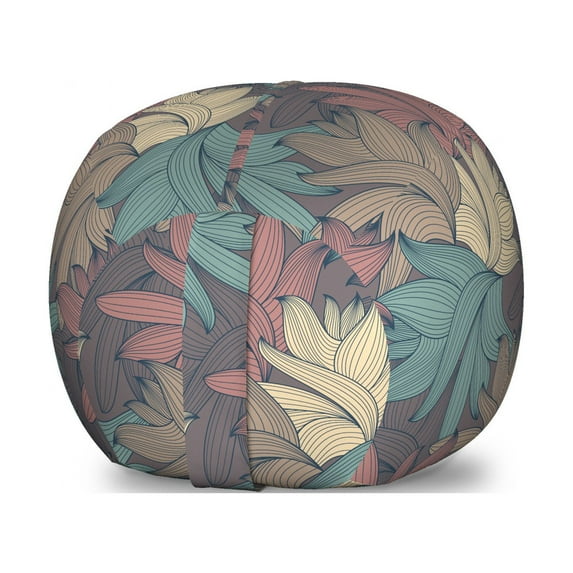 Floral Storage Toy Bag Chair, Colorful Foliage Leaves with Autumnal Nature Theme Abstract Changing of the Seasons, Stuffed Animal Organizer Washable Bag, Small Size, Multicolor, by Ambesonne