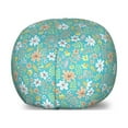 thumbnail image 1 of Floral Storage Toy Bag Chair, Computer Graphics of Botanical Design Drawn by Hand, Stuffed Animal Organizer Washable Bag, Small Size, Turquoise Peach, by Ambesonne, 1 of 3