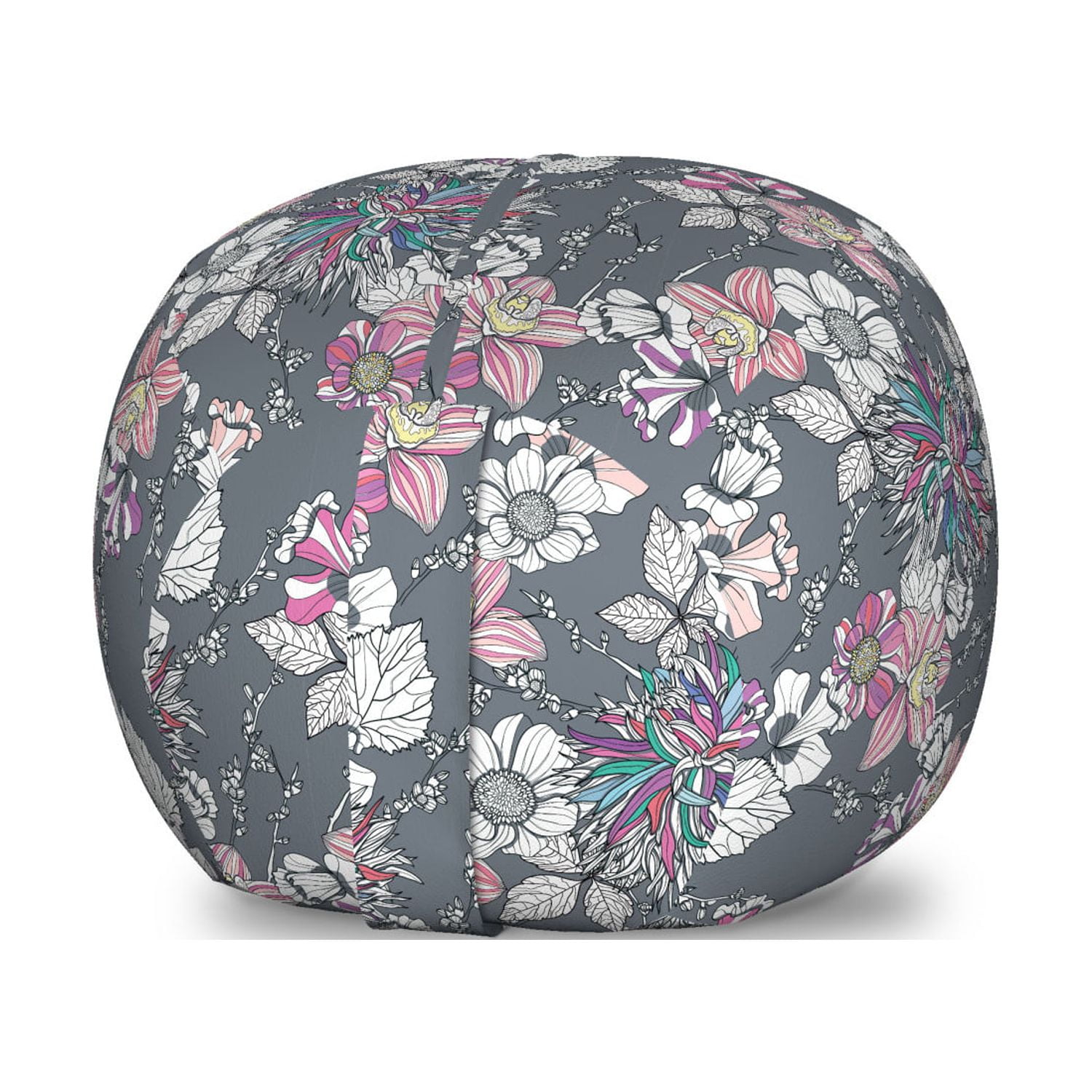Floral Storage Toy Bag Chair Ornamental Design of Fuzzy Dahlia Orchid and Daisy in Rainbow Colors Floral Pattern Stuffed Animal Organizer Washable Bag Small Size Multicolor by Ambesonne Walmart
