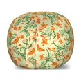 thumbnail image 1 of Floral Storage Toy Bag Chair, Repetitive Pattern Curved Flower Shaped Motifs and Butterflies, Stuffed Animal Organizer Washable Bag, Large Size, Cream Orange and Olive Green, by Ambesonne, 1 of 3