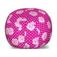 thumbnail image 1 of Floral Storage Toy Bag Chair, Rhythmic Polka Dots and Roses Silhouette Summer Botany in Blush Tones, Stuffed Animal Organizer Washable Bag, Large Size, Magenta Pale Pink, by Ambesonne, 1 of 3