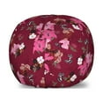thumbnail image 1 of Floral Storage Toy Bag Chair, Romantic Design of Lilies Butterflies and Other Flowers Vintage Garden Art, Stuffed Animal Organizer Washable Bag, Small Size, Maroon Multicolor, by Ambesonne, 1 of 3