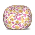 thumbnail image 1 of Floral Storage Toy Bag Chair, Romantic Style Bicolor Hearts and Blooming Roses Valentine's Day, Stuffed Animal Organizer Washable Bag, Small Size, Mustard Pink, by Ambesonne, 1 of 3