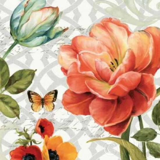 Floral Story III on Grey Canvas Art - Lisa Audit (24 x 24)