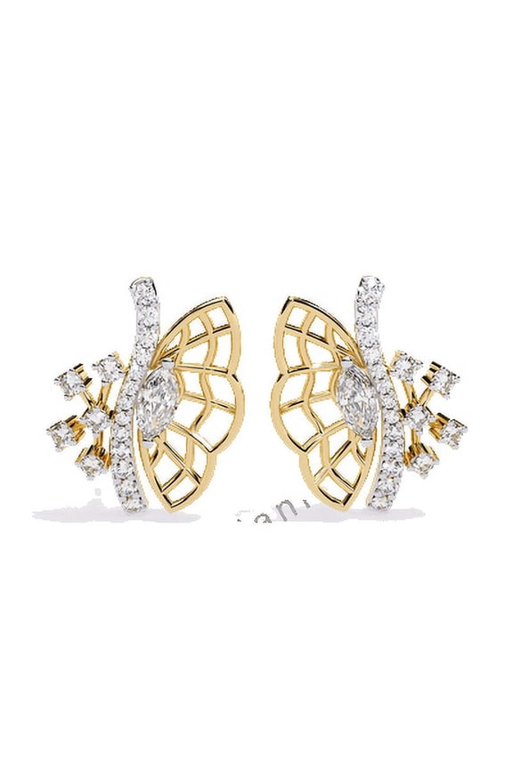 Floral Stud Earrings 0.37ct Lab Grown CVD Diamond 18K Clarity-VVS2 Color-F
