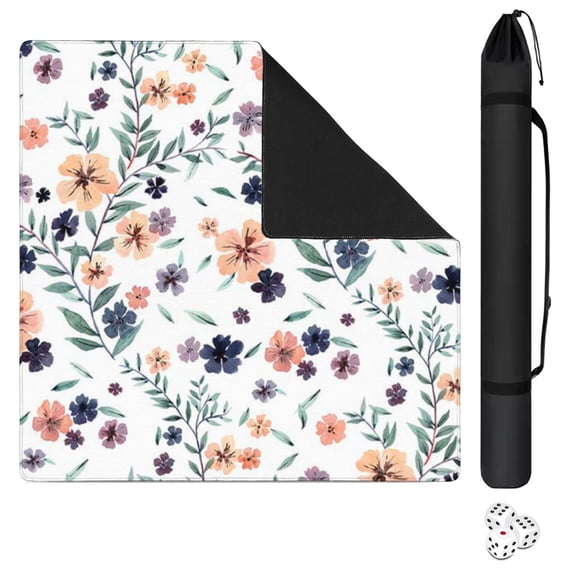 Floral Style Gaming Surface Mat 31.5 Inch Square Rubber Material Perfect for Mahjong Enthusiasts and Family Game Nights